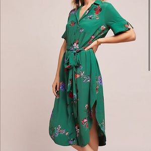 Anthropologie Maeve - Green floral dress - Small